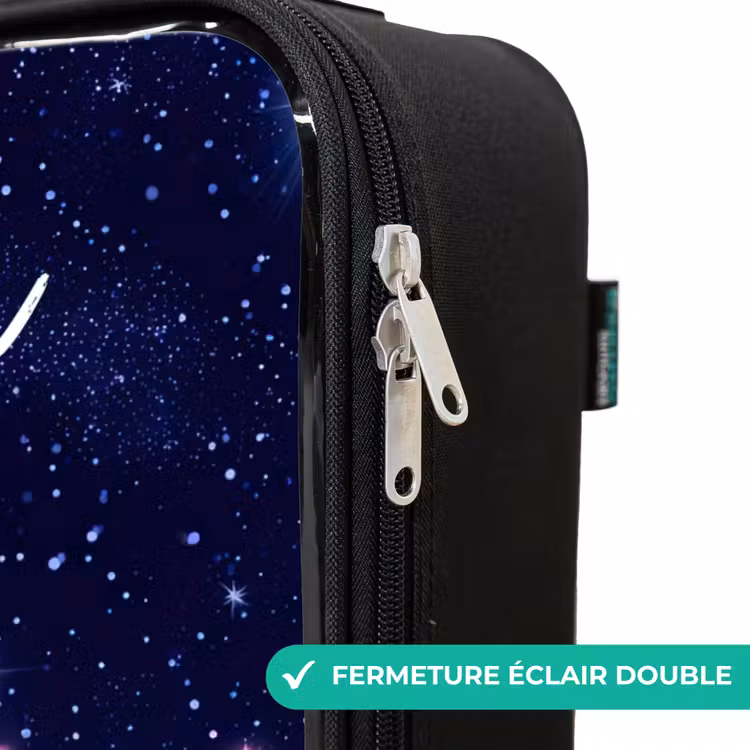 Valise enfant avec nom - Étoiles - Galaxie - Bleu - Rose — 6