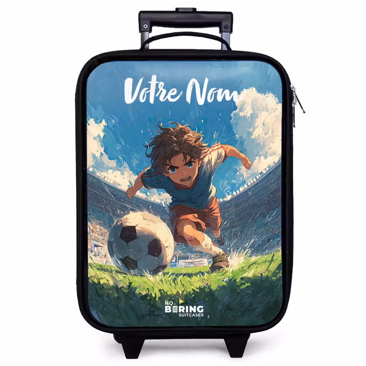 Valise enfant avec nom - Football - Pelouse - Stade - Peinture — 1