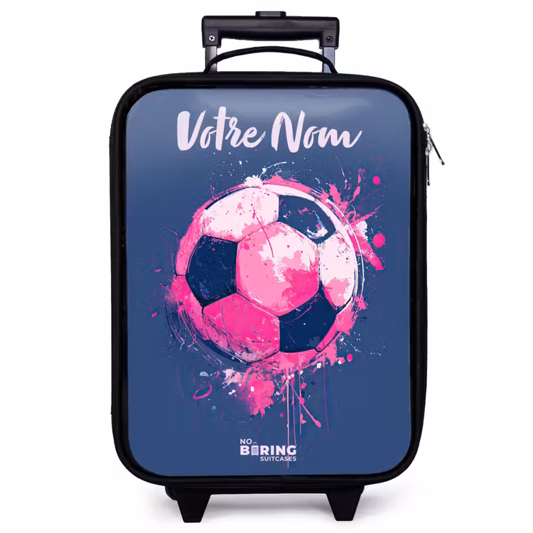 Valise enfant avec nom - Football vibes - Peinture - Rose - Bleu — 1