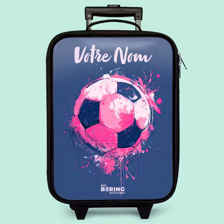 Valise enfant avec nom - Football vibes - Peinture - Rose - Bleu — 3