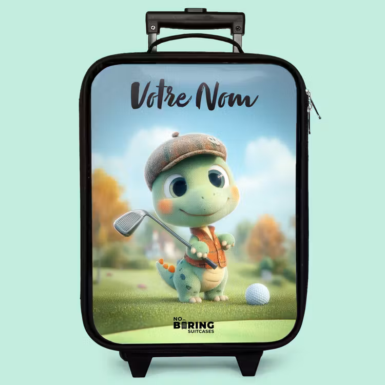 Valise enfant avec nom - Golf - Dino - Vert — 3