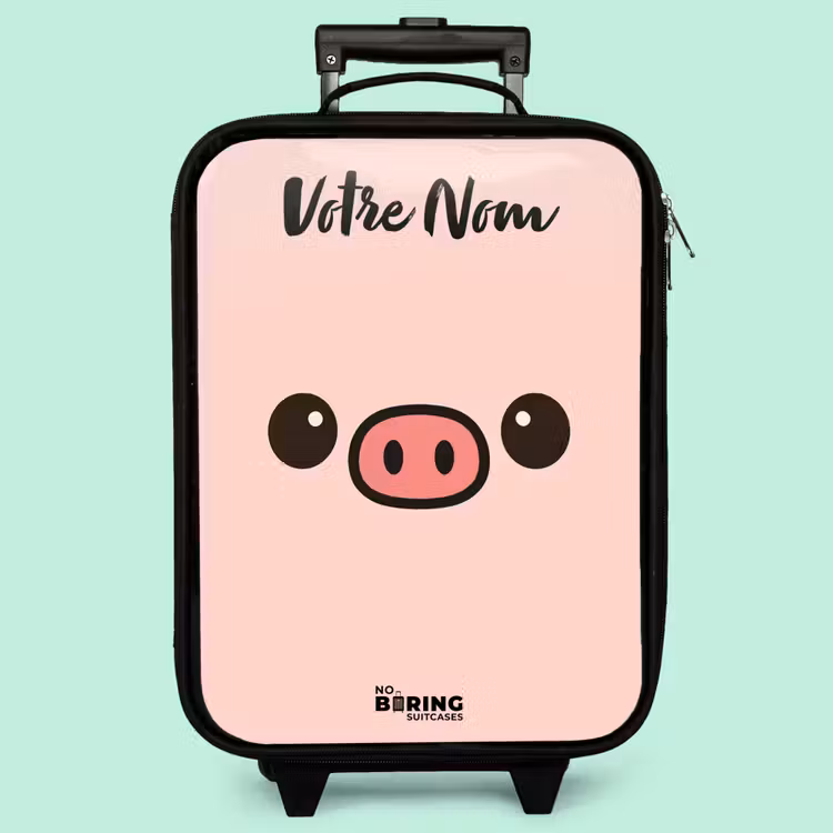 Valise enfant avec nom - Kawai - Cochon - Rose — 3