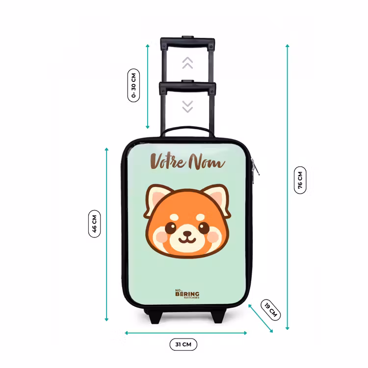 Valise enfant avec nom - Kawai - Panda rouge - Vert — 7