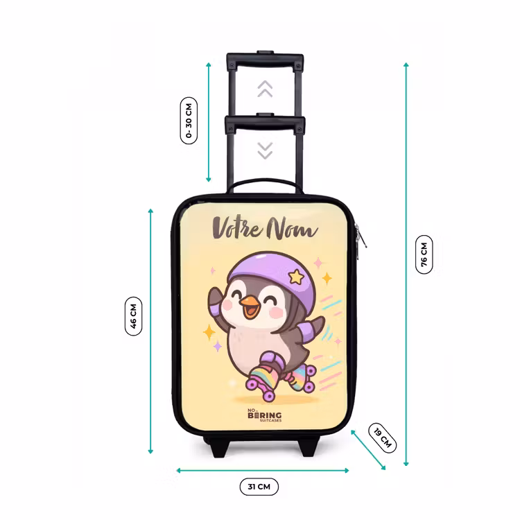 Valise enfant avec nom - Kawai - Pingouin - Patins à roulettes — 7