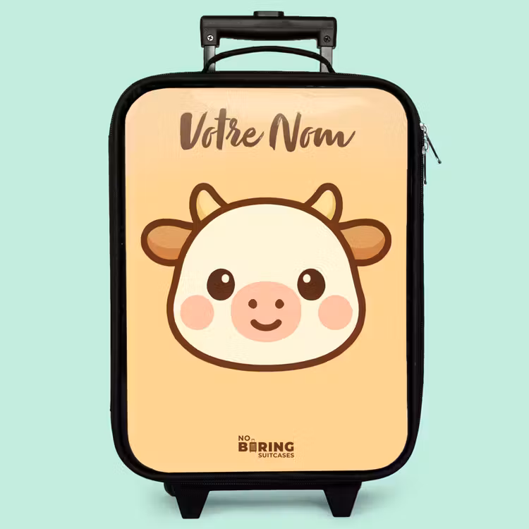 Valise enfant avec nom - Kawai - Vache - Marron — 3