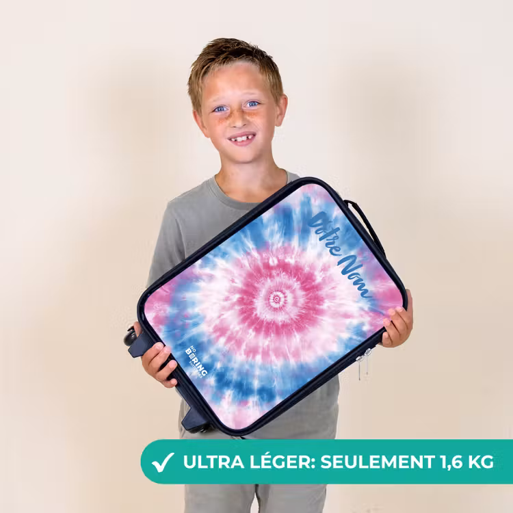 Valise enfant avec nom - Tie dye - Abstrait - Bleu - Rose — 2