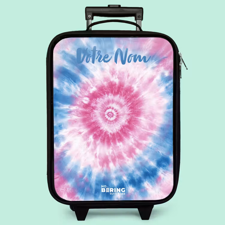 Valise enfant avec nom - Tie dye - Abstrait - Bleu - Rose — 3