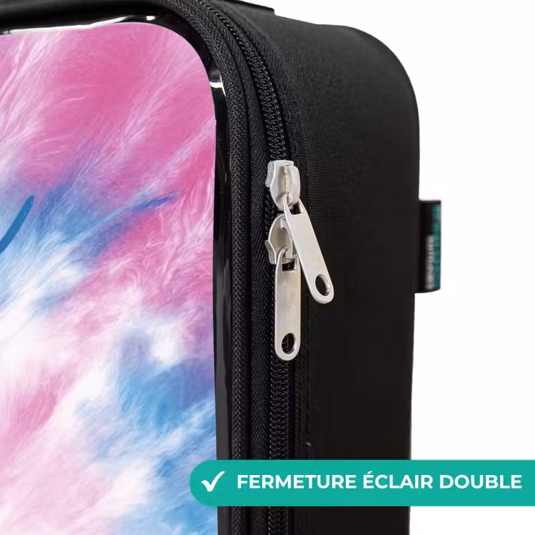 Valise enfant avec nom - Tie dye - Abstrait - Bleu - Rose — 6