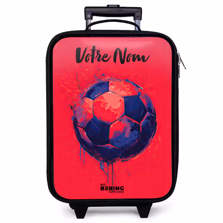 Valise enfant avec nom - Vibrations footballistiques - Peinture - Bleu - Rouge — 1