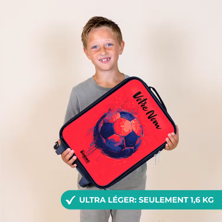Valise enfant avec nom - Vibrations footballistiques - Peinture - Bleu - Rouge — 2