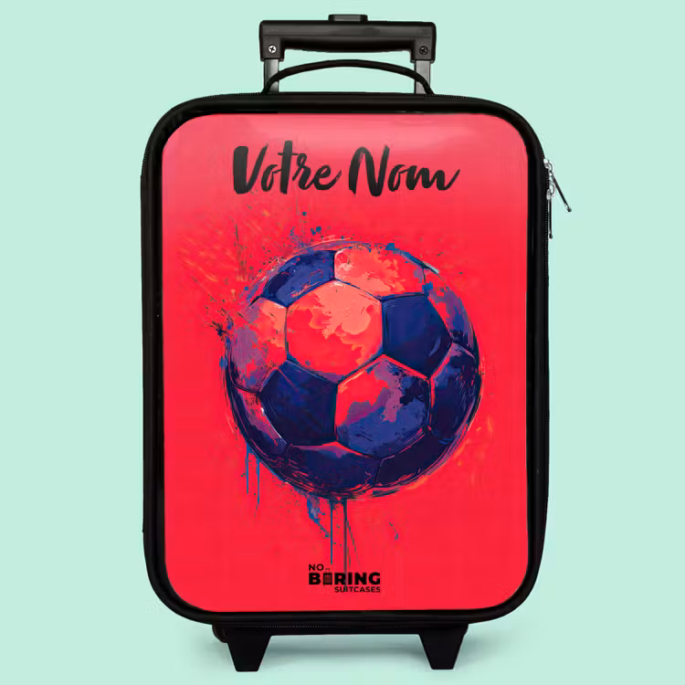 Valise enfant avec nom - Vibrations footballistiques - Peinture - Bleu - Rouge — 3