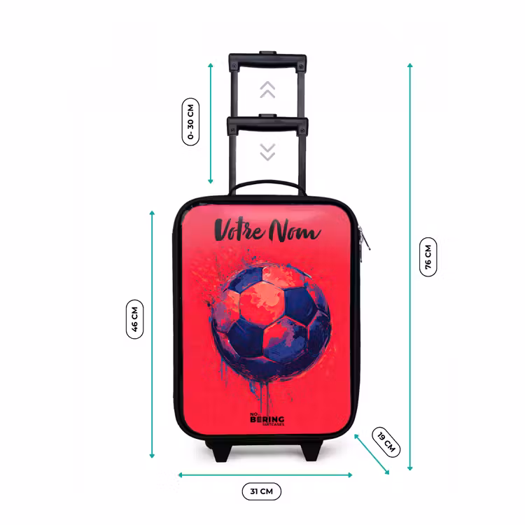 Valise enfant avec nom - Vibrations footballistiques - Peinture - Bleu - Rouge — 7