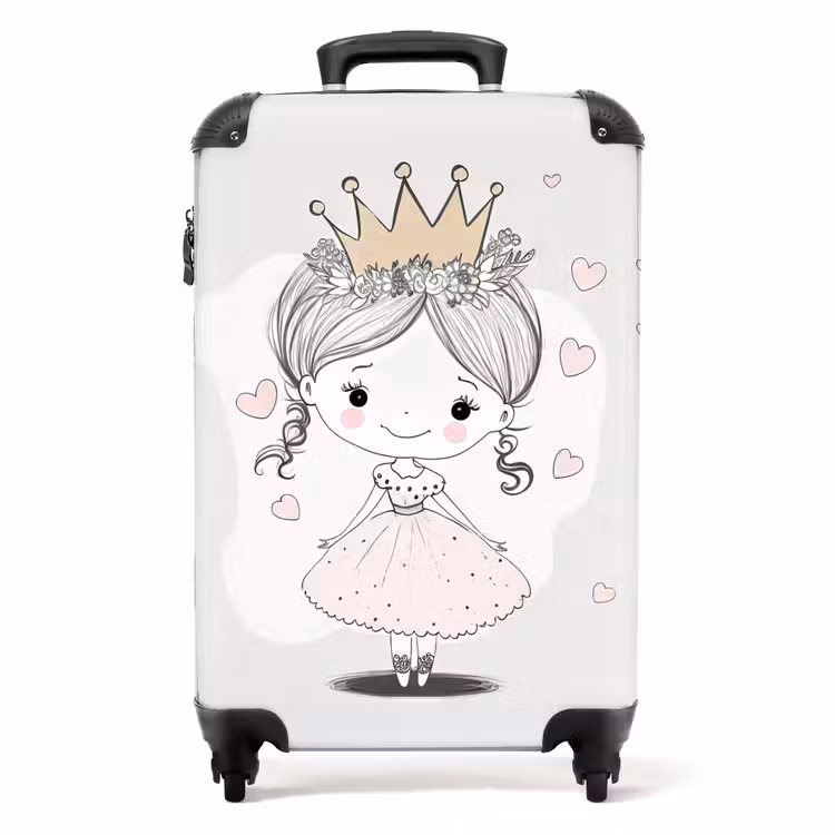 Valise - Princesse avec couronne et cœurs roses — 1