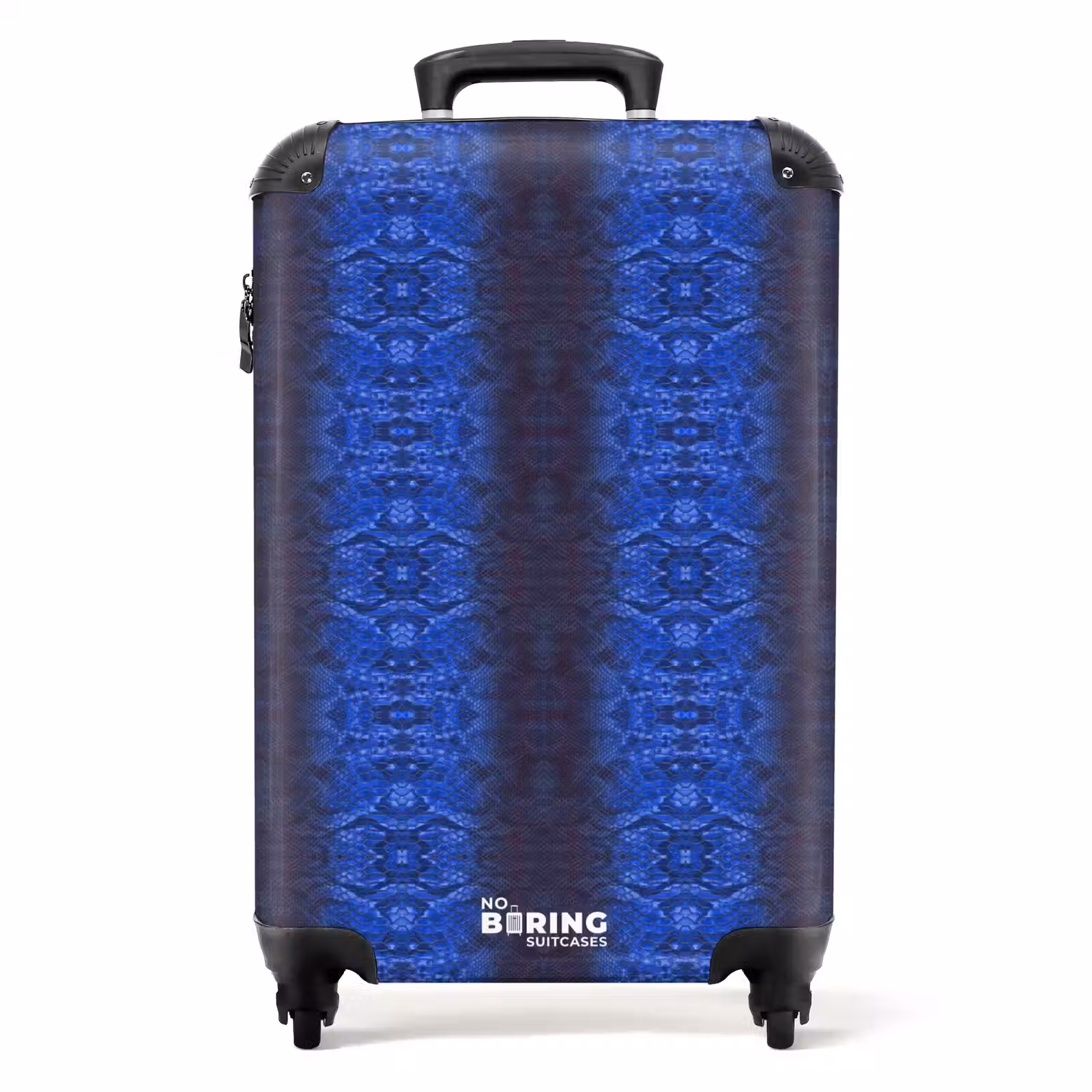 Valise - Peau de serpent bleu foncé avec structure en écailles symétriques — 1
