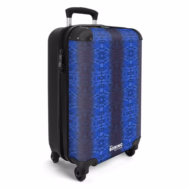 Valise - Peau de serpent bleu foncé avec structure en écailles symétriques — 2