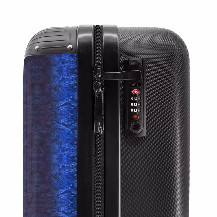 Valise - Peau de serpent bleu foncé avec structure en écailles symétriques — 5