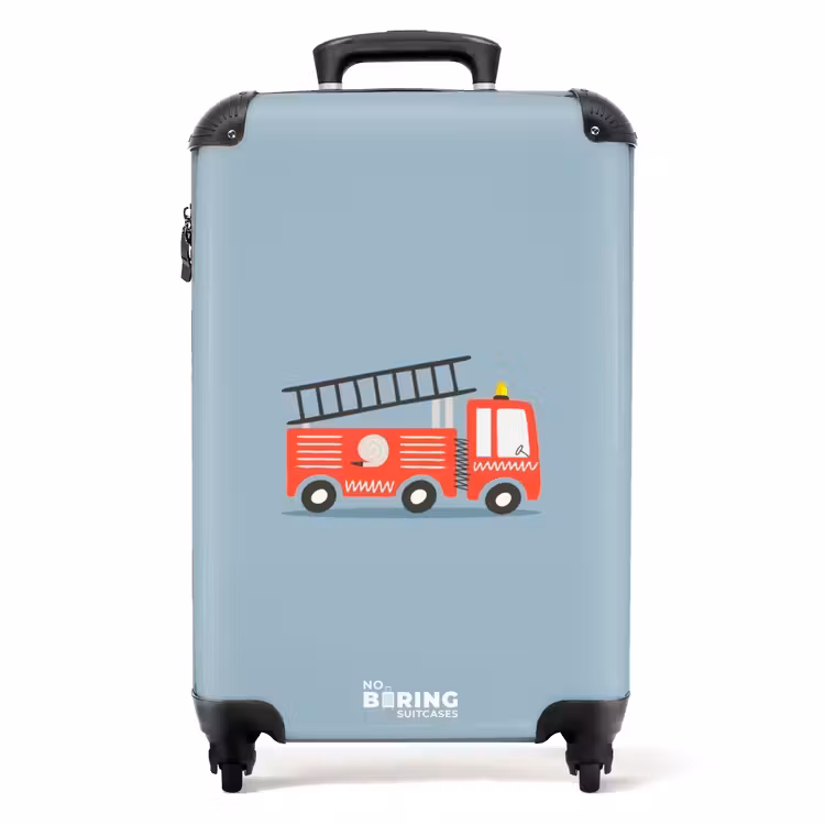Valise - Véhicule d'incendie sur fond bleu — 1