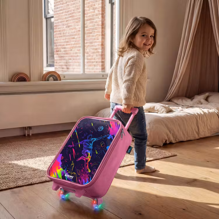 Valise enfant - Rose - Joueur de football en néon et plein d'action — 2
