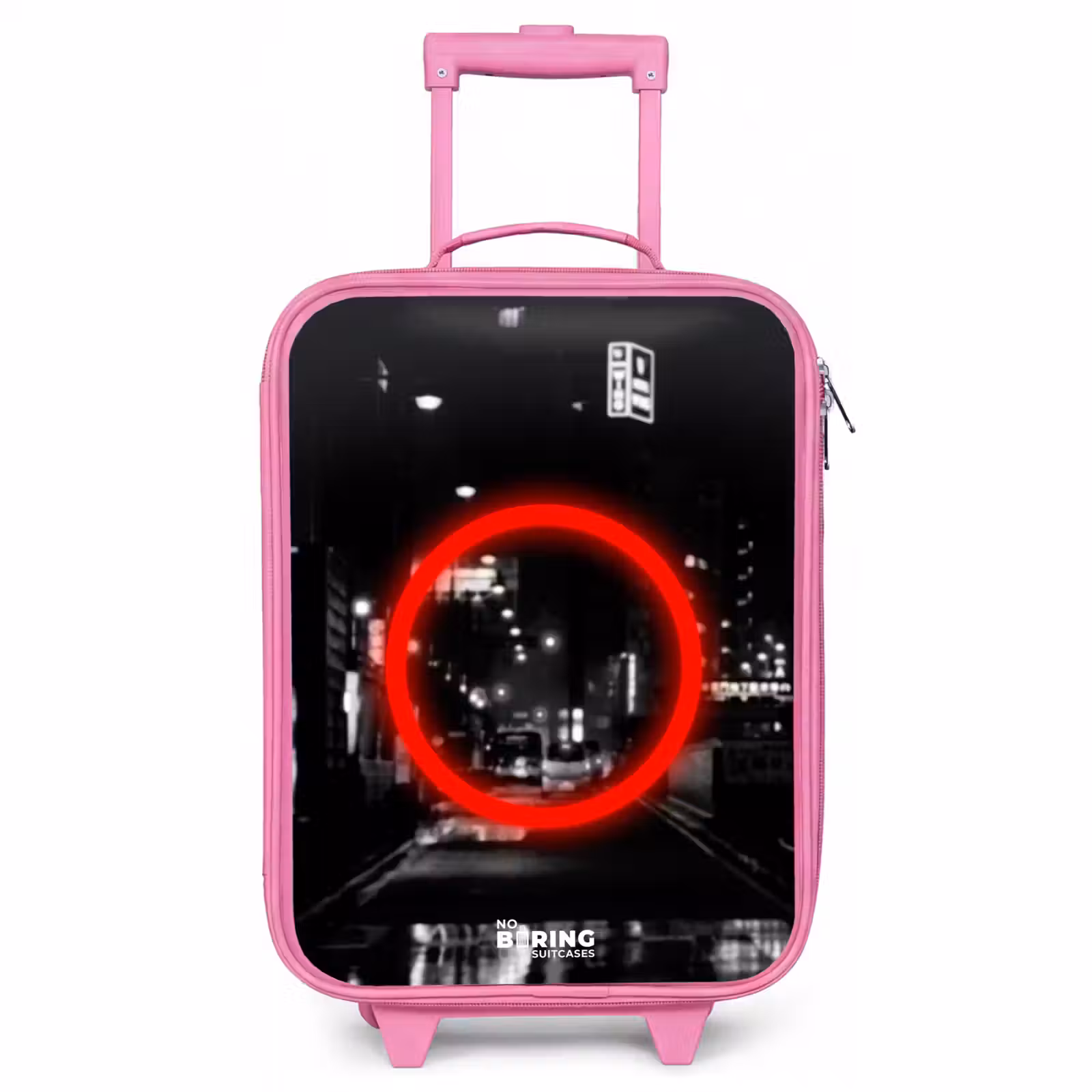 Valise enfant - Rose - Cercle rouge vif au-dessus d'une rue de la ville — 1