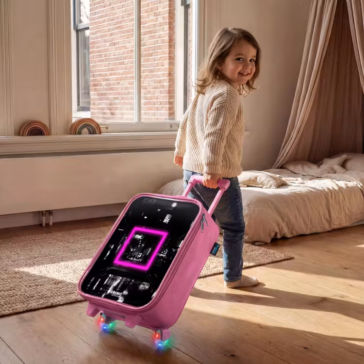 Valise enfant - Rose - Carré rose vif sur fond lumineux — 2