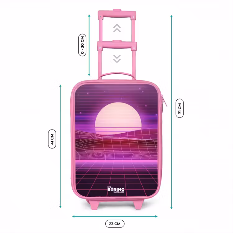 Valise enfant - Rose - Grille de paysage avec soleil — 6