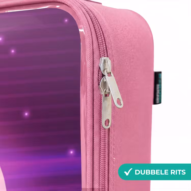 Valise enfant - Rose - Grille de paysage avec soleil — 7