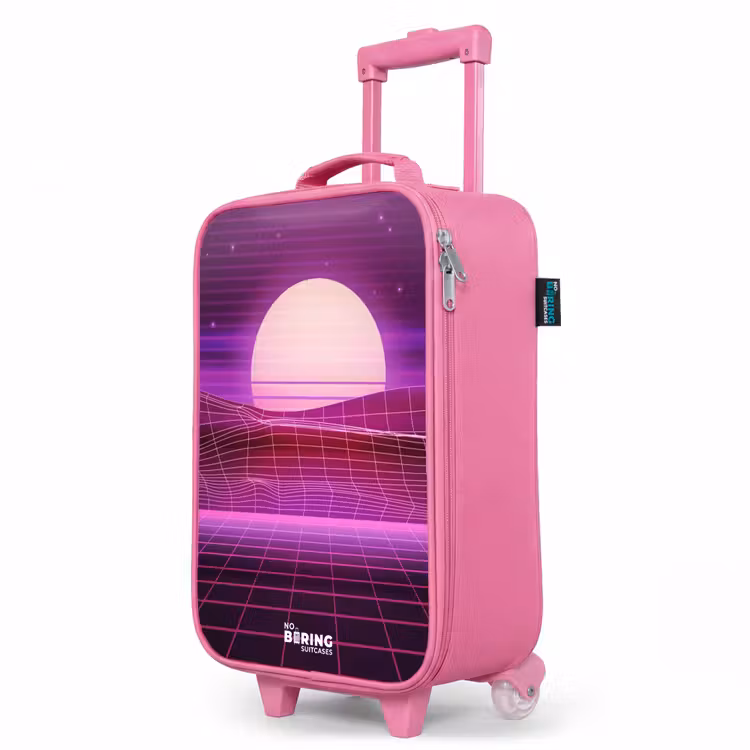 Valise enfant - Rose - Grille de paysage avec soleil — 8
