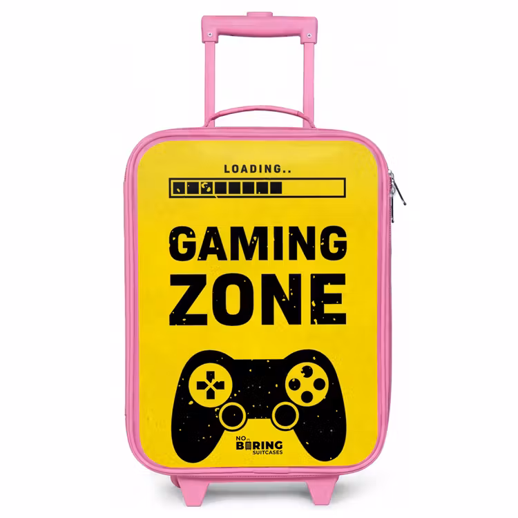 Valise enfant - Rose - Noir et jaune avec zone de jeu — 1