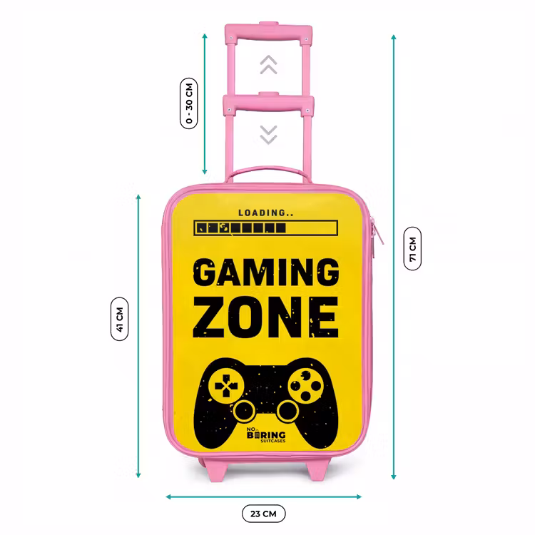 Valise enfant - Rose - Noir et jaune avec zone de jeu — 6
