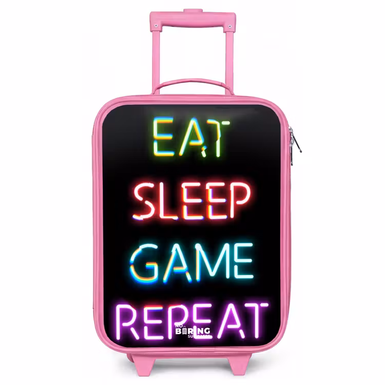 Valise enfant - Rose - Qoute avec des néons — 1