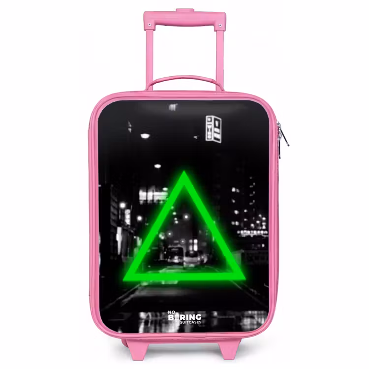 Valise enfant - Rose - Triangle vert vif — 1