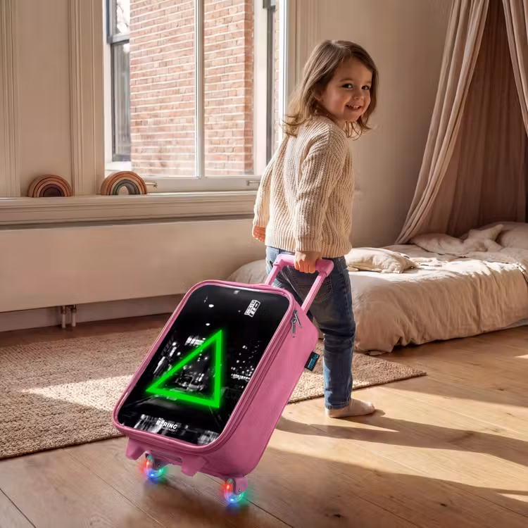 Valise enfant - Rose - Triangle vert vif — 2