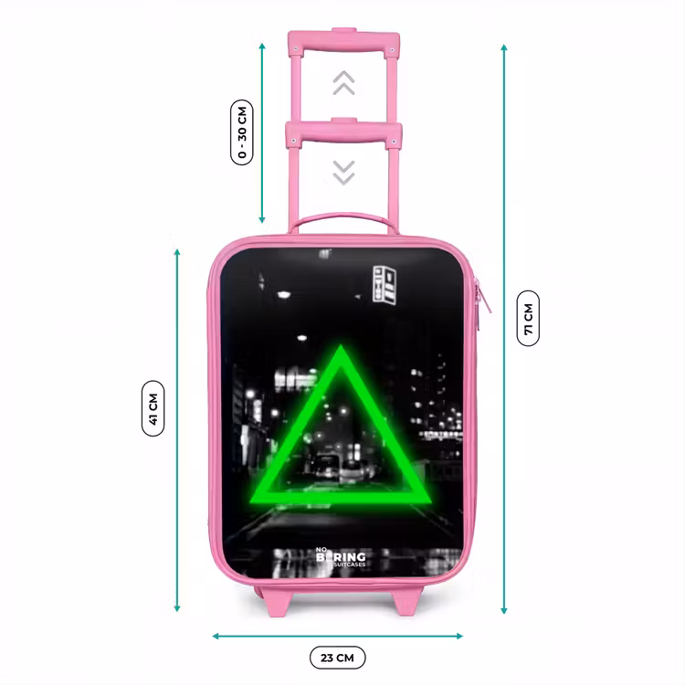 Valise enfant - Rose - Triangle vert vif — 6