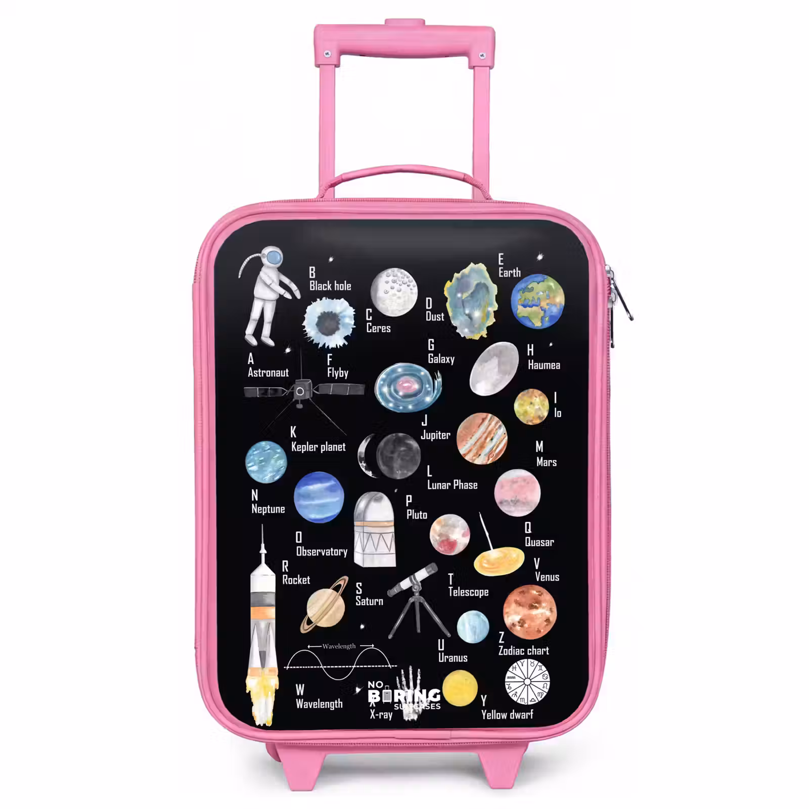 Valise enfant - Rose - Alphabet sur le thème de l'espace — 1