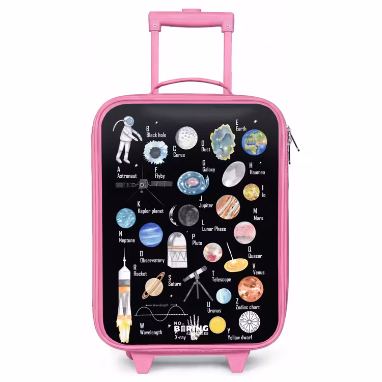 Valise enfant - Rose - Alphabet sur le thème de l'espace — 1