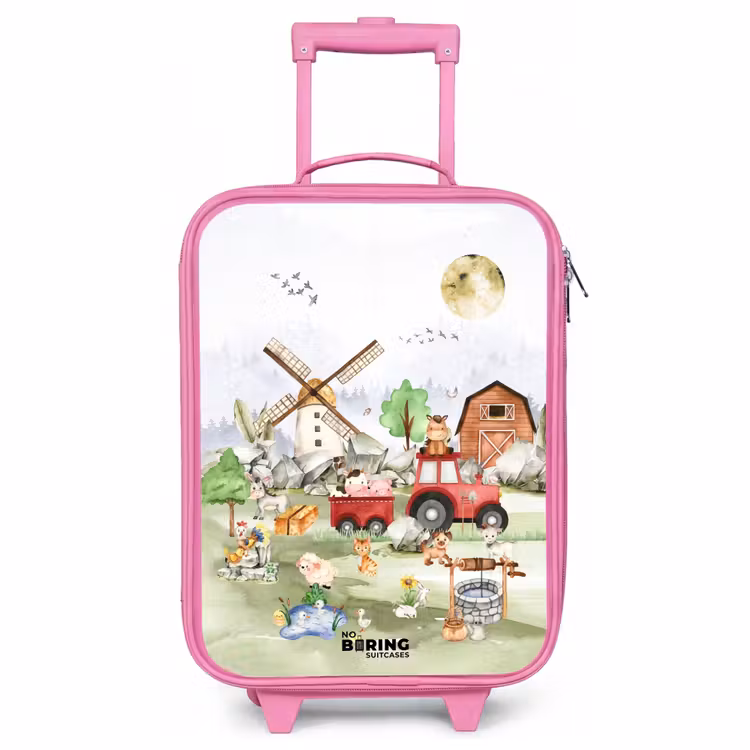 Valise enfant - Rose - animaux de la ferme — 1