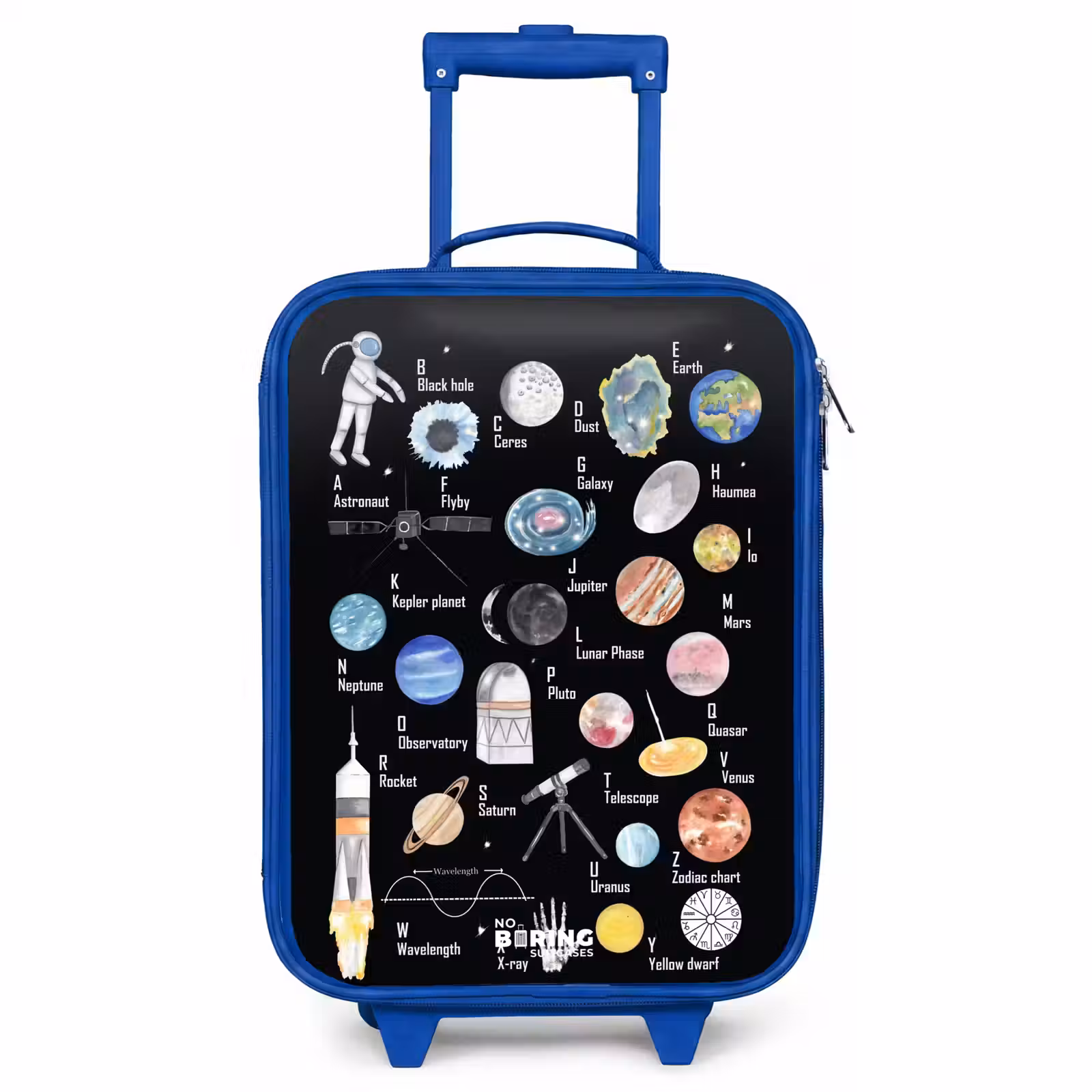 Valise enfant - Bleu - Alphabet sur le thème de l'espace — 1