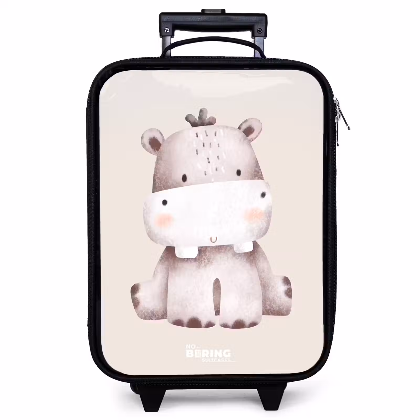 Valise enfant - Illustration d'un hippopotame sur fond beige — 1