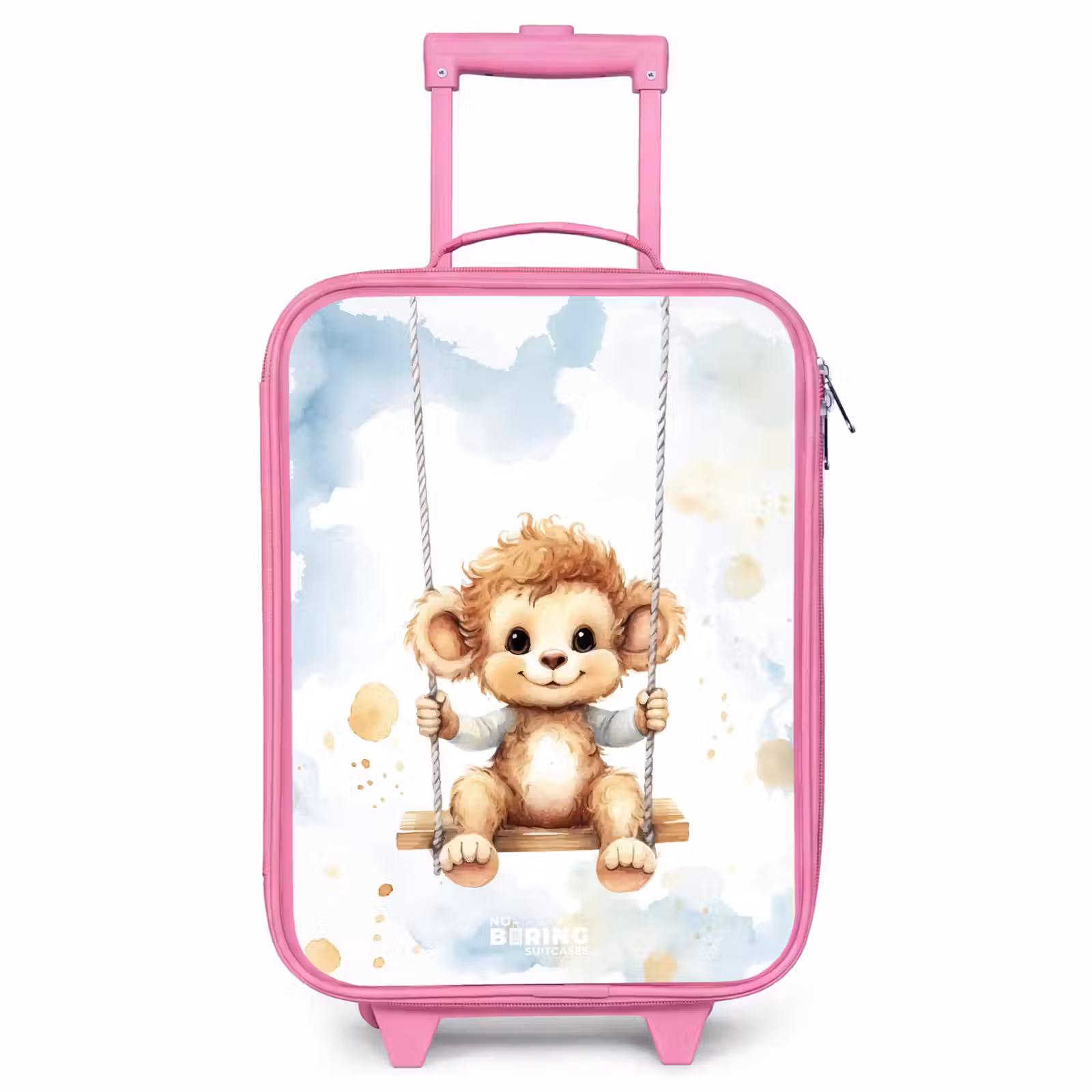 Valise enfant - Rose - Singe à bascule à l'aquarelle — 1