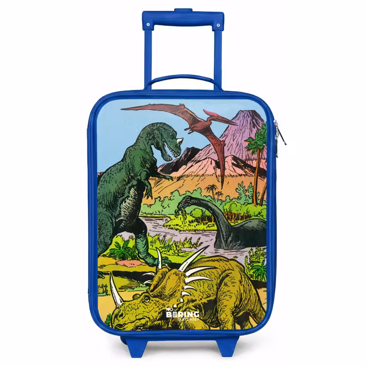 Valise enfant - Bleu - Des dinosaures sur un volcan — 1