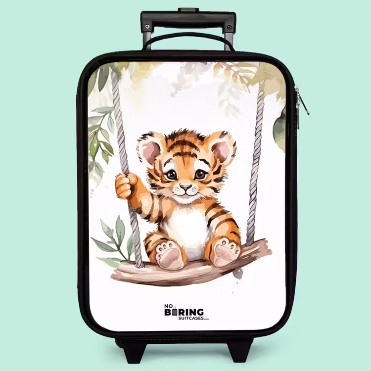 Valise enfant - Dessin à l'aquarelle d'un petit tigre se balançant — 3