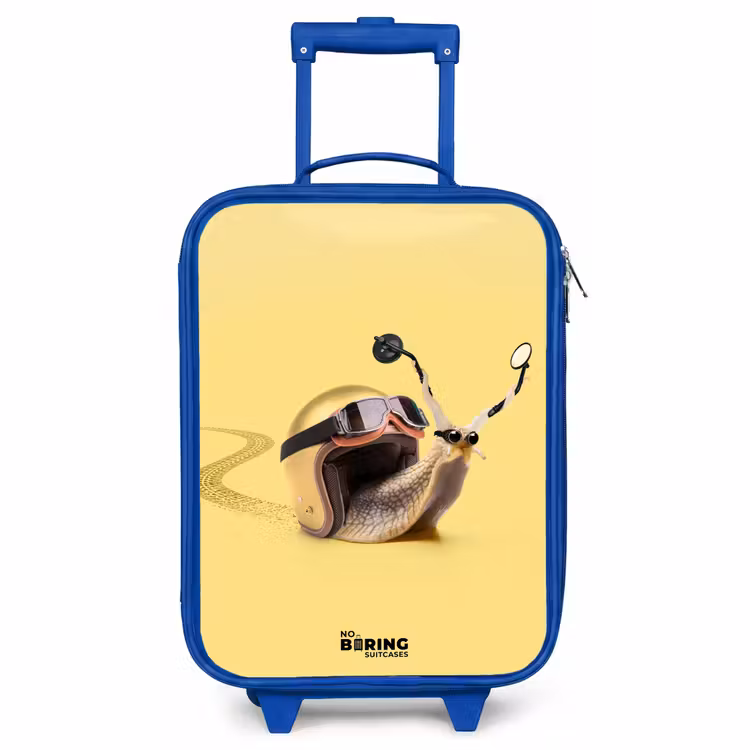 Valise enfant - Bleu - Escargot avec casque de moto — 1