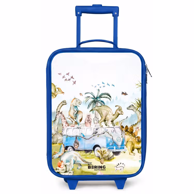 Valise enfant - Bleu - Fourgon avec dinos — 1