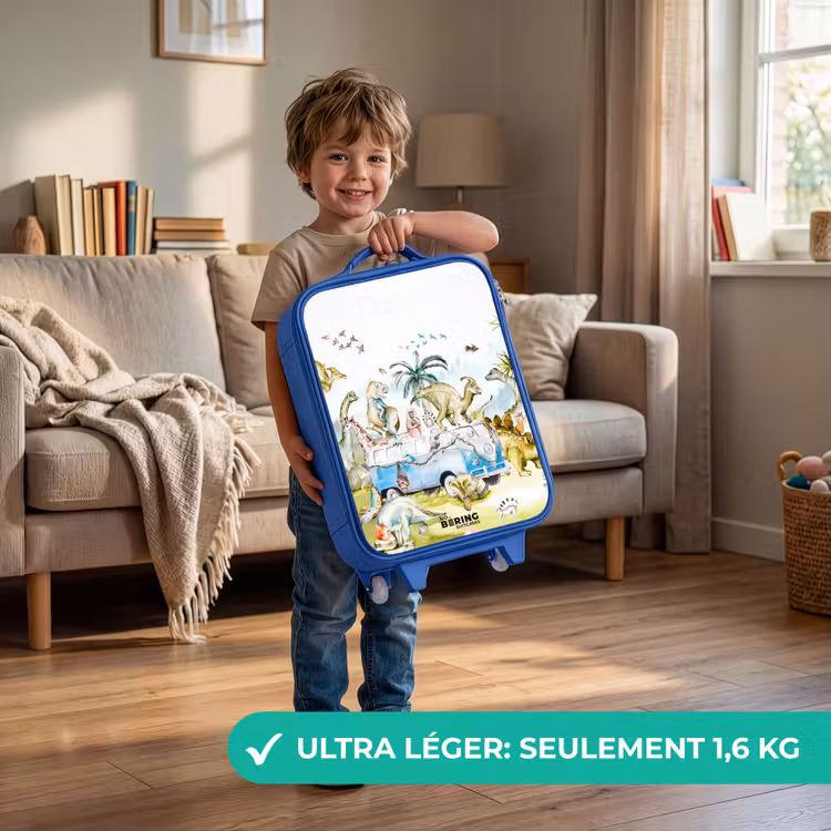 Valise enfant - Bleu - Fourgon avec dinos — 3