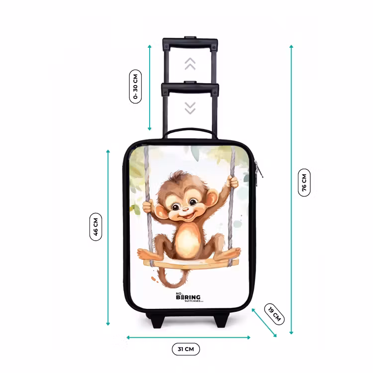 Valise enfant - Illustration d'un singe joyeux sur une balançoire — 7