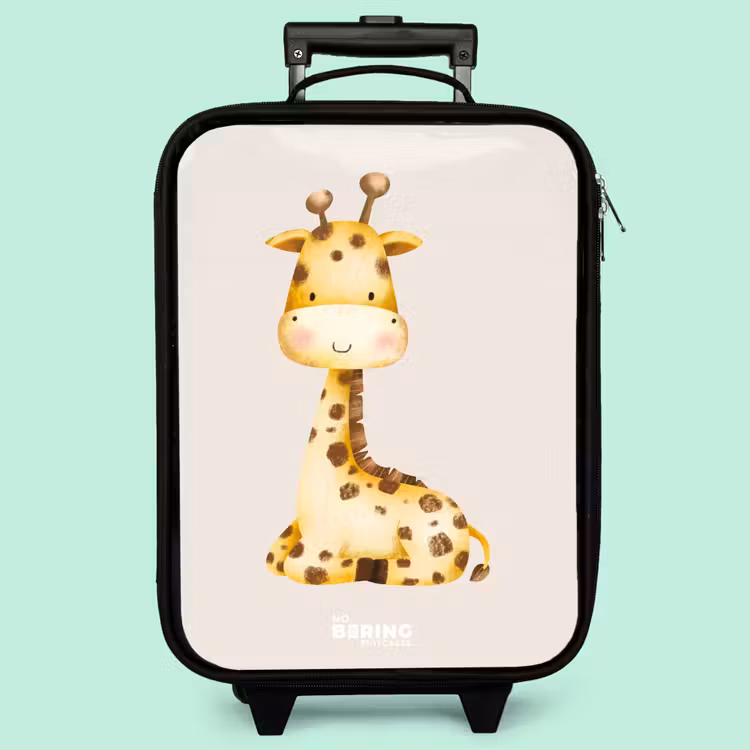Valise enfant - Illustration d'une girafe couchée sur fond beige — 3