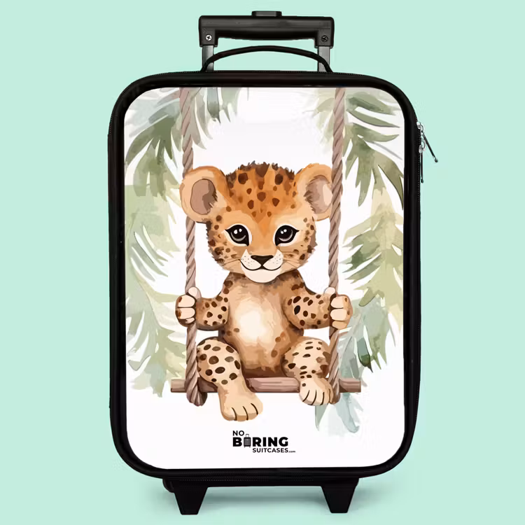Valise enfant - Léopard sur une balançoire illustration aquarelle — 3