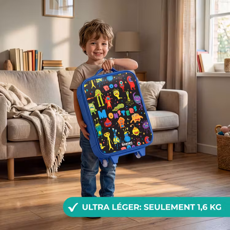Valise enfant - Bleu - Modèle de monstres — 3