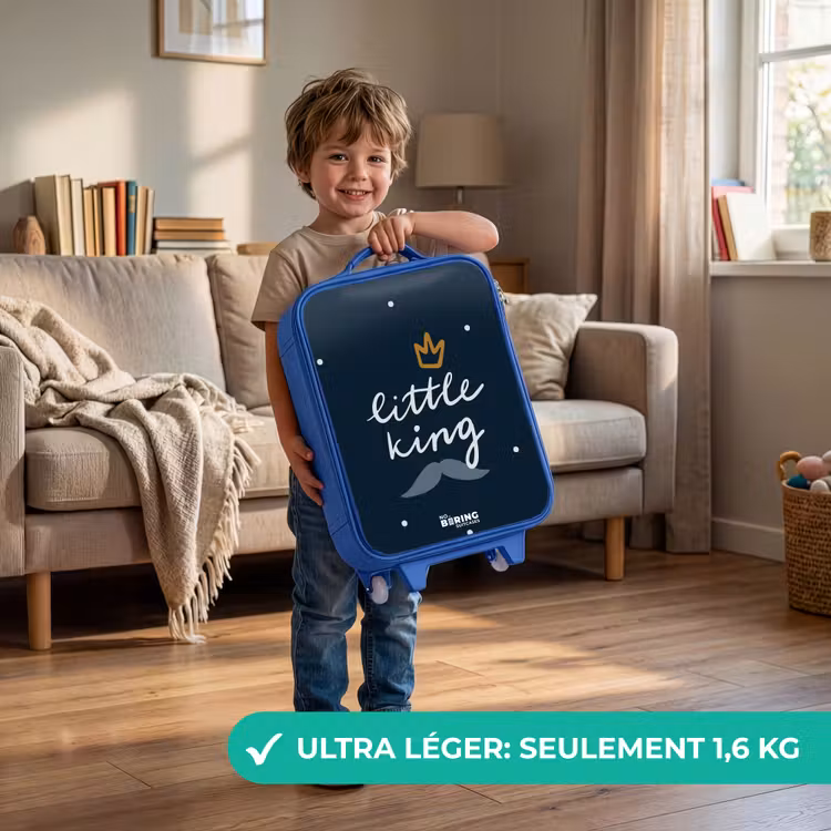 Valise enfant - Bleu - Petit roi à pois — 3