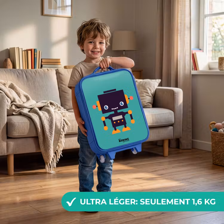Valise enfant - Bleu - Robot vert — 3